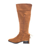 Soho Shoes Women's Tall Faux Suede Knee High Chunky Heel Comfort Boot