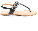 Soho Shoes Women's Slingback Ankle Strap Rhinestone Flip Flop Thong Sandal