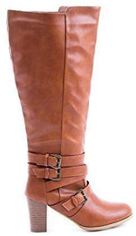 Soho Shoes Women's Leatherette Buckle Over The Knee Wide Leg Riding Boots