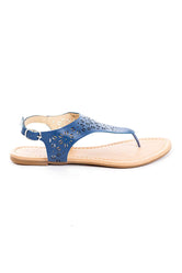 Soho Shoes Women's Perforated Flip Flop T-Strap Ankle Strap Sandals
