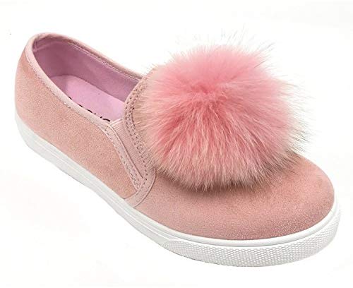 Soho Shoes Women's Slip On Casual Pom Pom Suede Fashion Sneakers