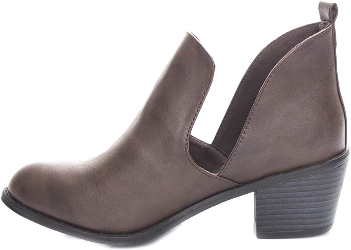Soho Shoes Women's Side Cut Out Chunky Heel Ankle Bootie Boots
