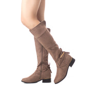Soho Shoes Women's Tall Faux Suede Knee High Chunky Heel Comfort Boot