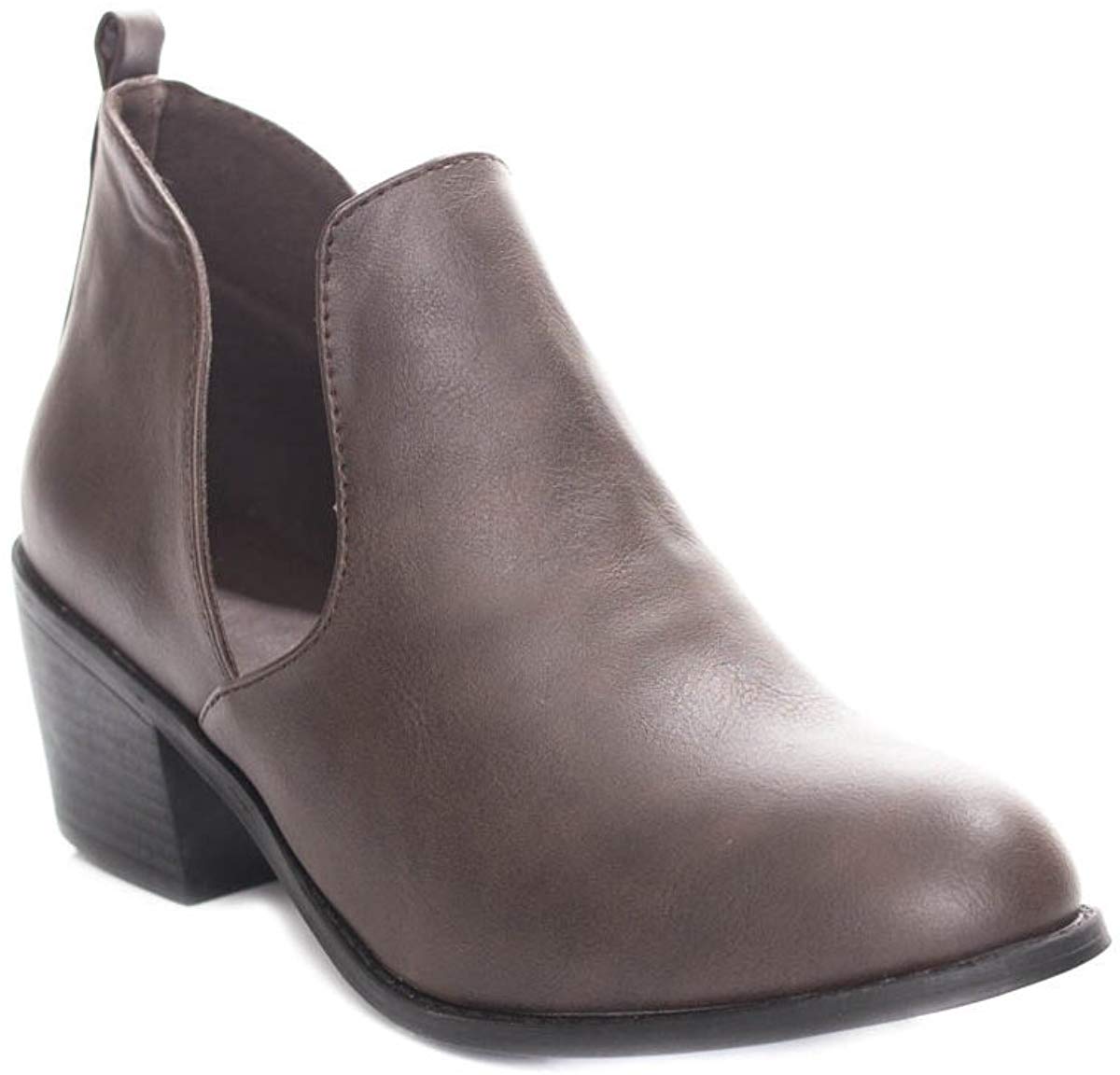 Soho Shoes Women's Side Cut Out Chunky Heel Ankle Bootie Boots