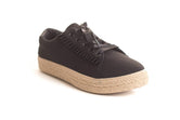 Soho Shoes Women's Ribbon Lace Up Ruffle Drape Espadrille Platform Sneaker