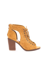 Soho Shoes Women's Lace Up Open Toe Chunky Heel Ankle Booties