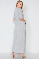 Heather Grey 3/4 Sleeve Basic Maxi Dress