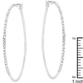 2 Inch Rhodium Plated Finish Cubic Zirconia Hoop Earrings
E01660R-C02