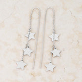 Reina Rhodium Stainless Steel Delicate Star Threaded Drop Earrings
E01877R-V00