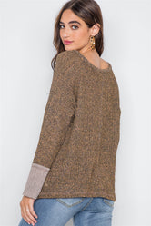 Leaf V-Neck Knit Long Sleeve Sweater