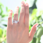 Vintage Style 2 Carat Created Diamond Solid Sterling 925 Silver 2-Pc Wedding Engagement Ring Set XFR8105