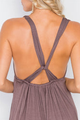 Brown Surplus V-Neck Open Back Maxi Dress