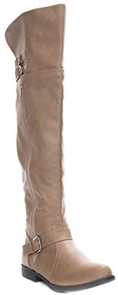 Soho Shoes Women's Leatherette Thigh High Wide Leg Riding Boots