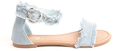 Soho Shoes Girls Kids Denim Flat Strappy Summer Beach Sandal