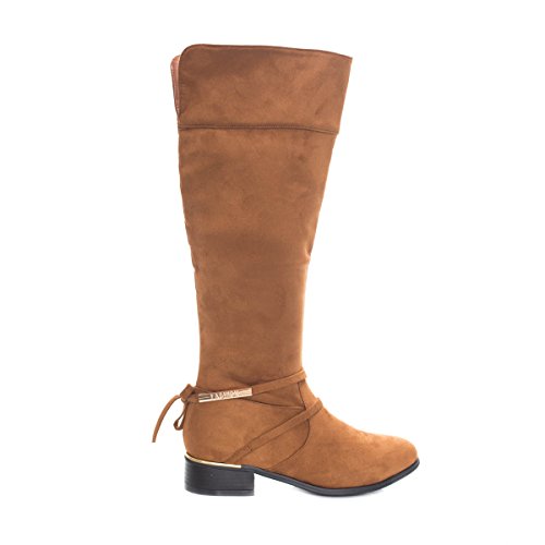 Soho Shoes Women's Tall Faux Suede Knee High Chunky Heel Comfort Boot