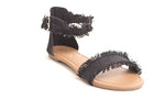 Soho Shoes Women's Ankle Strap Open Toe Flat Slippers Beach Denim Sandal