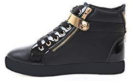 Soho Shoes Women's Leatherette Metallic Lace Up High Top Sneakers