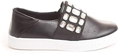 Soho Shoes Women's Casual Slip On Crystal Studded Loafers Comfort Sneaker