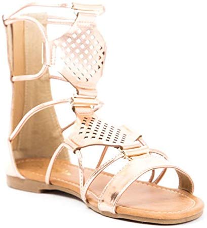 Soho Shoes Women's Laser Cut Roman Gladiator Ankle Sandals