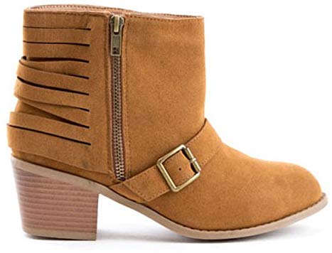 Soho Shoes Women's Suede Buckle Cut Out Ankle Boots