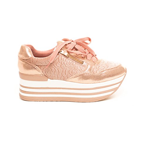 Soho Shoes Women's Striped Lace Up Flatform Casual Sneaker
