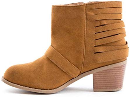 Soho Shoes Women's Suede Buckle Cut Out Ankle Boots