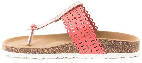 Soho Shoes Women's Cork Platform Slide Thong Flip Flops Sandals