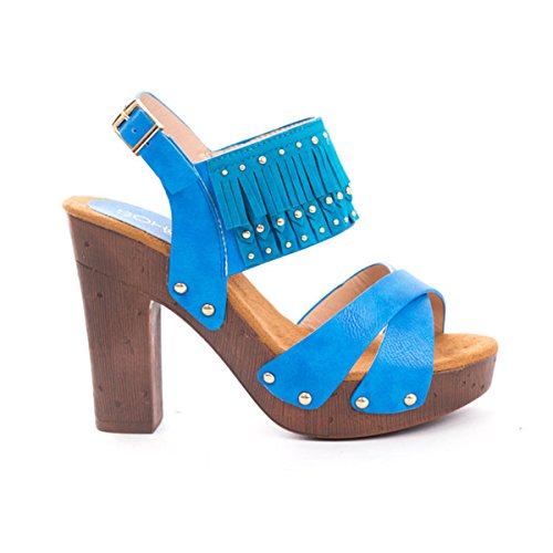 Soho Shoes Women's Open Toe Ankle Strap Platform Fringe Wedges