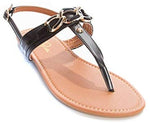 Soho Shoes Women's Ankle Strap Braided Chain Flip Flop Thong Sandal