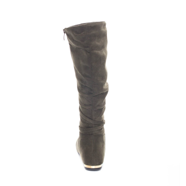 Soho Shoes Women's Knee High Faux Suede Winter Heel Fashion Flat Boots