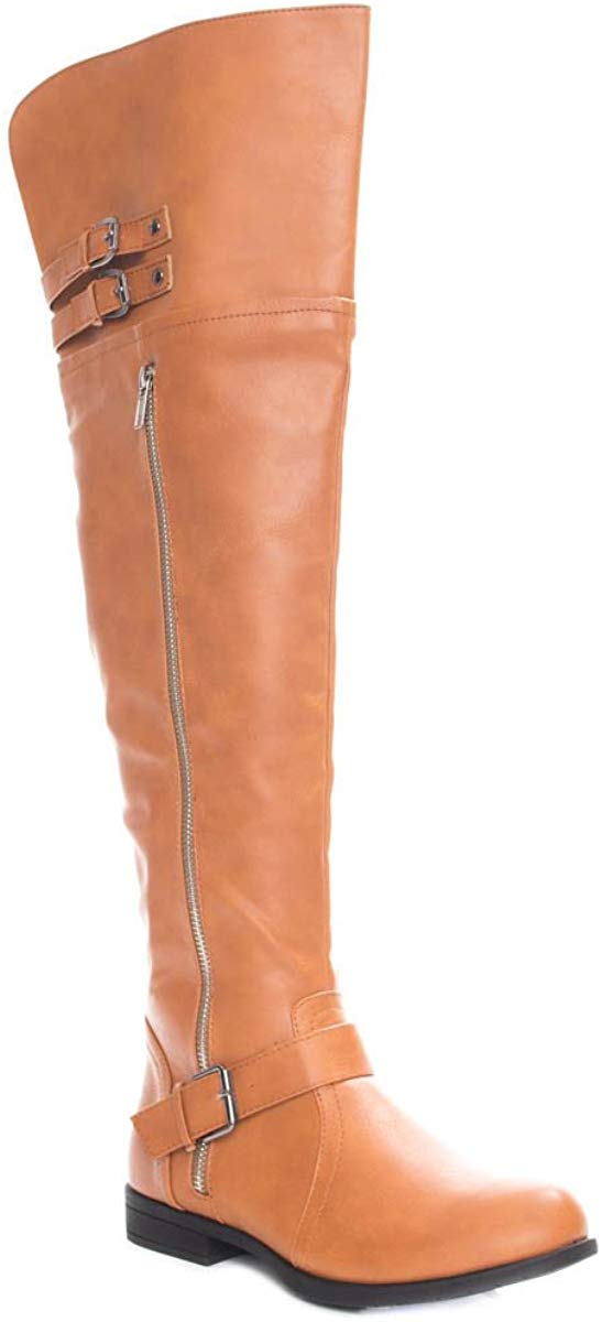 Soho Shoes Women's Leatherette Thigh High Wide Leg Riding Boots