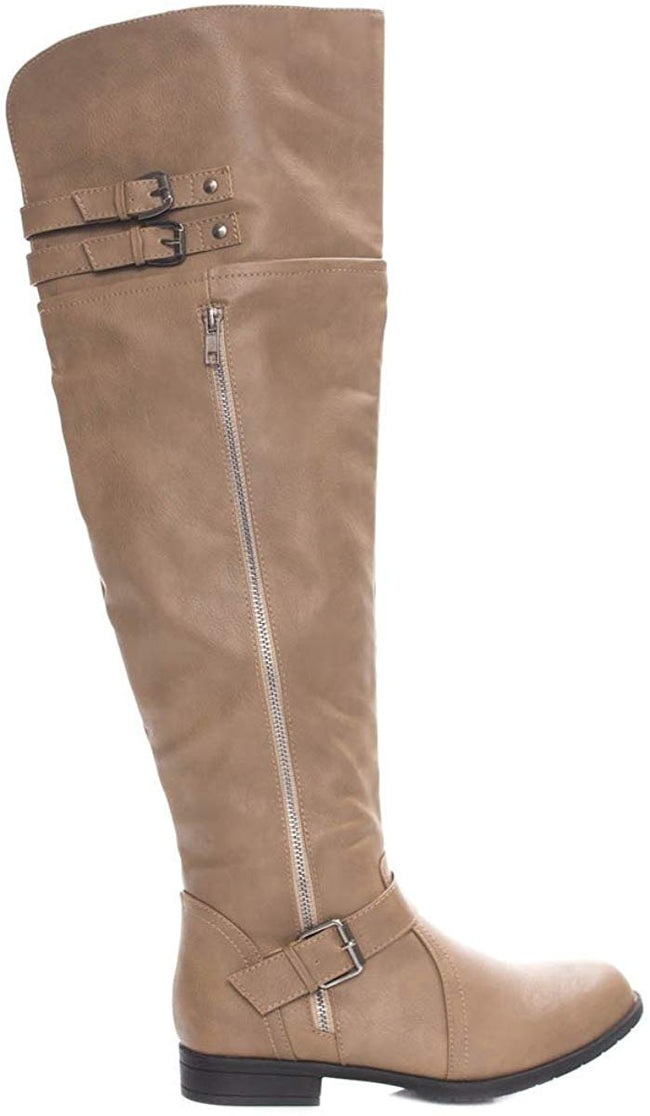 Soho Shoes Women's Leatherette Thigh High Wide Leg Riding Boots
