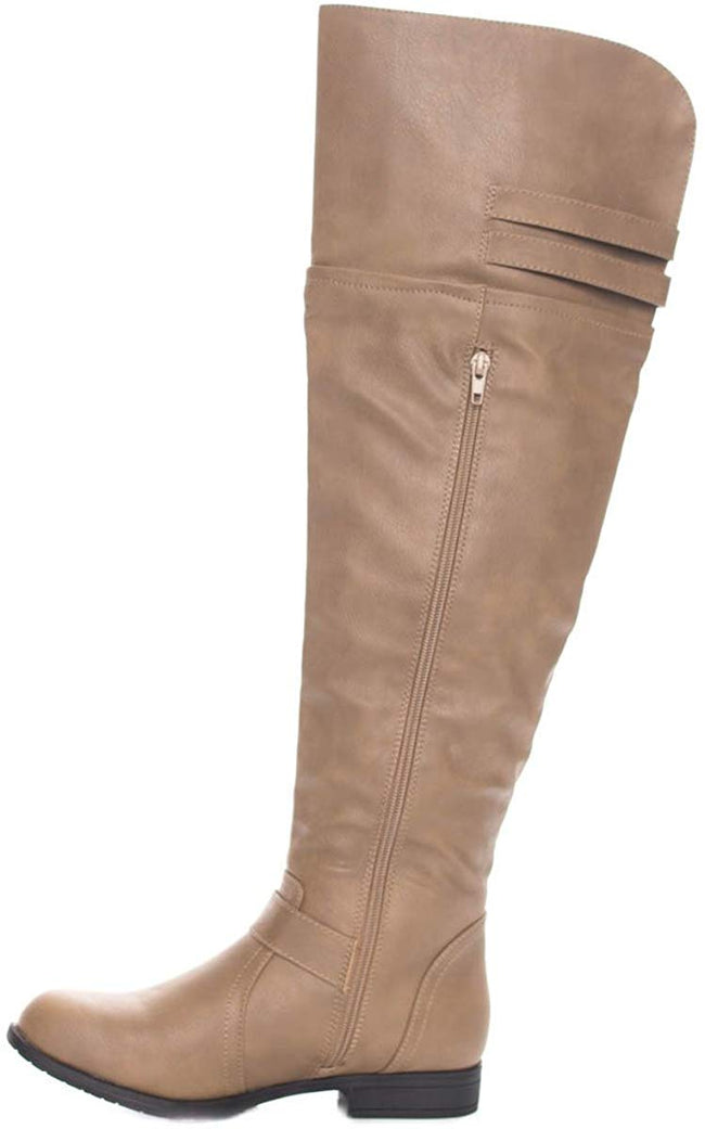 Soho Shoes Women's Leatherette Thigh High Wide Leg Riding Boots