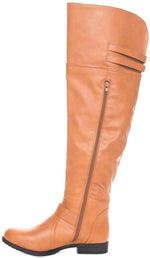 Soho Shoes Women's Leatherette Thigh High Wide Leg Riding Boots
