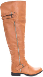 Soho Shoes Women's Leatherette Thigh High Wide Leg Riding Boots