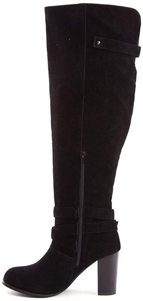 Soho Shoes Women's Suede Heeled Over The Knee Riding Boots
