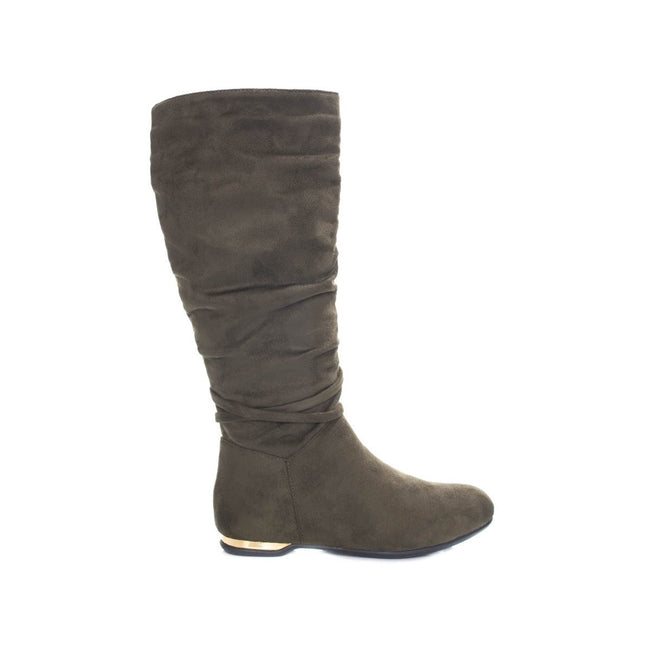 Soho Shoes Women's Knee High Faux Suede Winter Heel Fashion Flat Boots