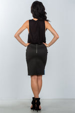 Blue Color-Block Pencil Skirt