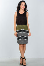 Yellow Color-Block Pencil Skirt