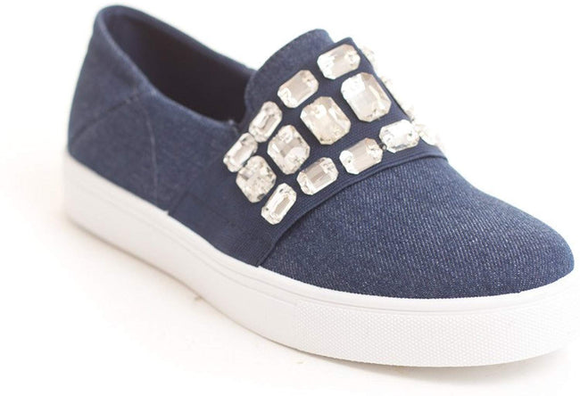 Soho Shoes Women's Casual Slip On Crystal Studded Loafers Comfort Sneaker