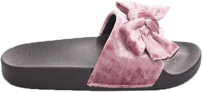 Soho Shoes Women's Open Toe Velvet Bow Slide Slippers