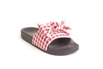 Soho Shoes Women's Casual Flat Slip on Plaid Bow Sandal