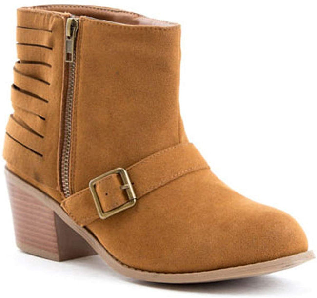Soho Shoes Women's Suede Buckle Cut Out Ankle Boots