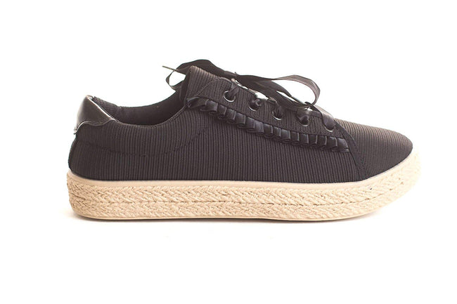 Soho Shoes Women's Ribbon Lace Up Ruffle Drape Espadrille Platform Sneaker