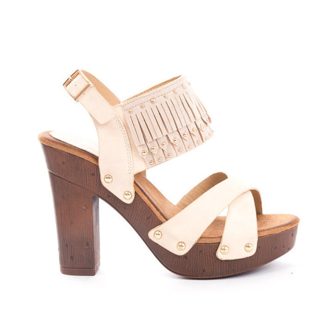 Soho Shoes Women's Open Toe Ankle Strap Platform Fringe Wedges