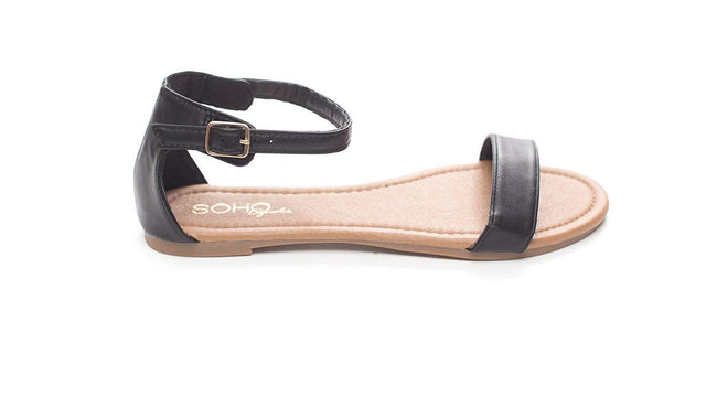 Soho Shoes Women's Summer Ankle Strap Open Toe Flat Slide Sandal