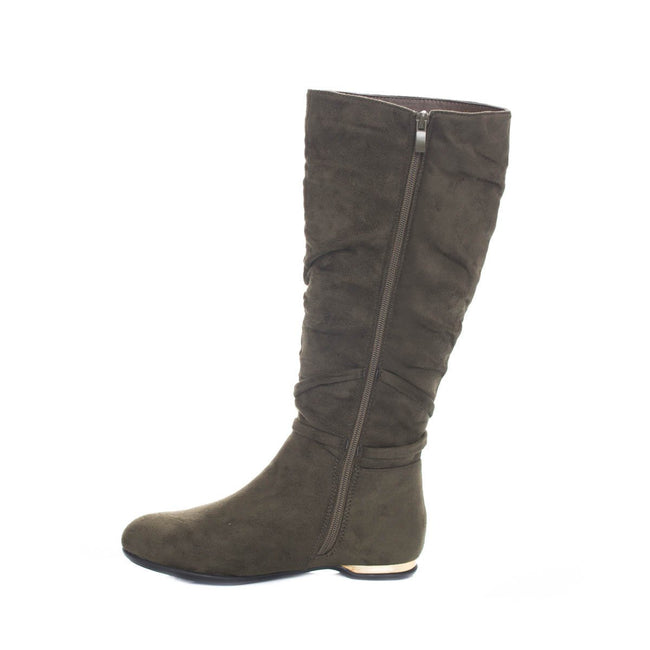 Soho Shoes Women's Knee High Faux Suede Winter Heel Fashion Flat Boots