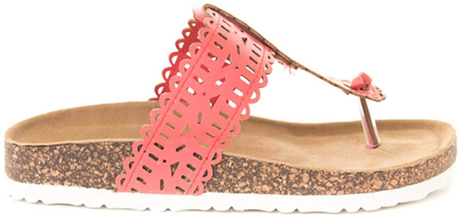 Soho Shoes Women's Cork Platform Slide Thong Flip Flops Sandals
