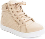 Soho Shoes Women's Leatherette Quilted Zipper Lace Up High Top Sneakers
