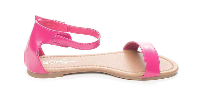 Soho Shoes Women's Summer Ankle Strap Open Toe Flat Slide Sandal